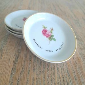 Pink roses Westbury Hotel bone china coaster trinket dish shabby cottage chic